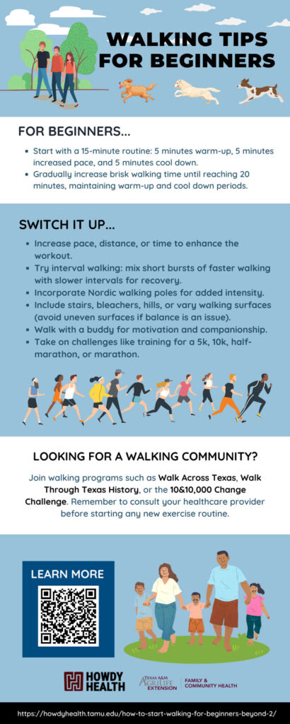 walking tips for beginners - infographic